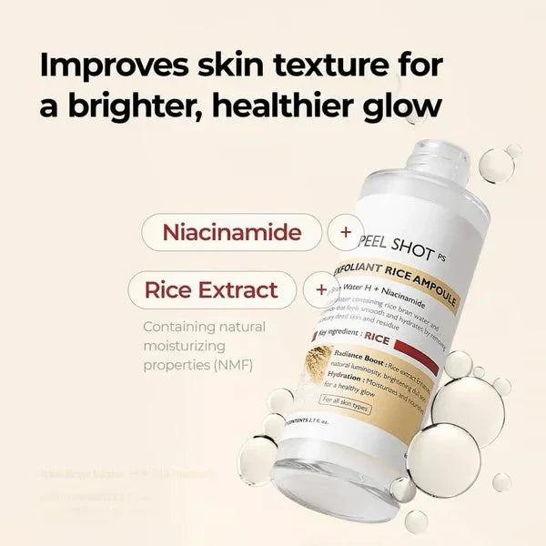 🏆Flash Sale⚡ 50K+ SOLD! Peel Shot Glow Rice Ampoule Duo - Serums for Brightening, Exfoliating, and Moisturizing🌾