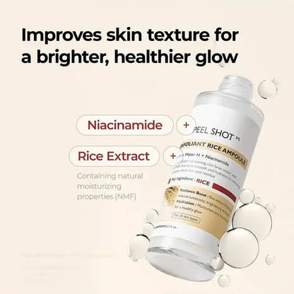 🏆Flash Sale⚡ 50K+ SOLD! Peel Shot Glow Rice Ampoule Duo - Serums for Brightening, Exfoliating, and Moisturizing🌾